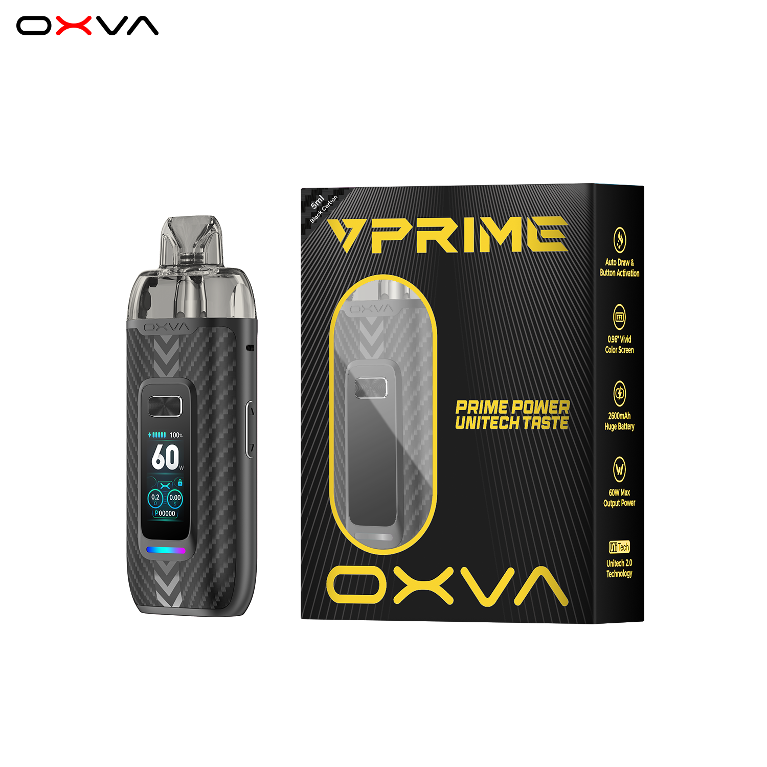 OXVA VPRIME POD KIT BLACK CARBON