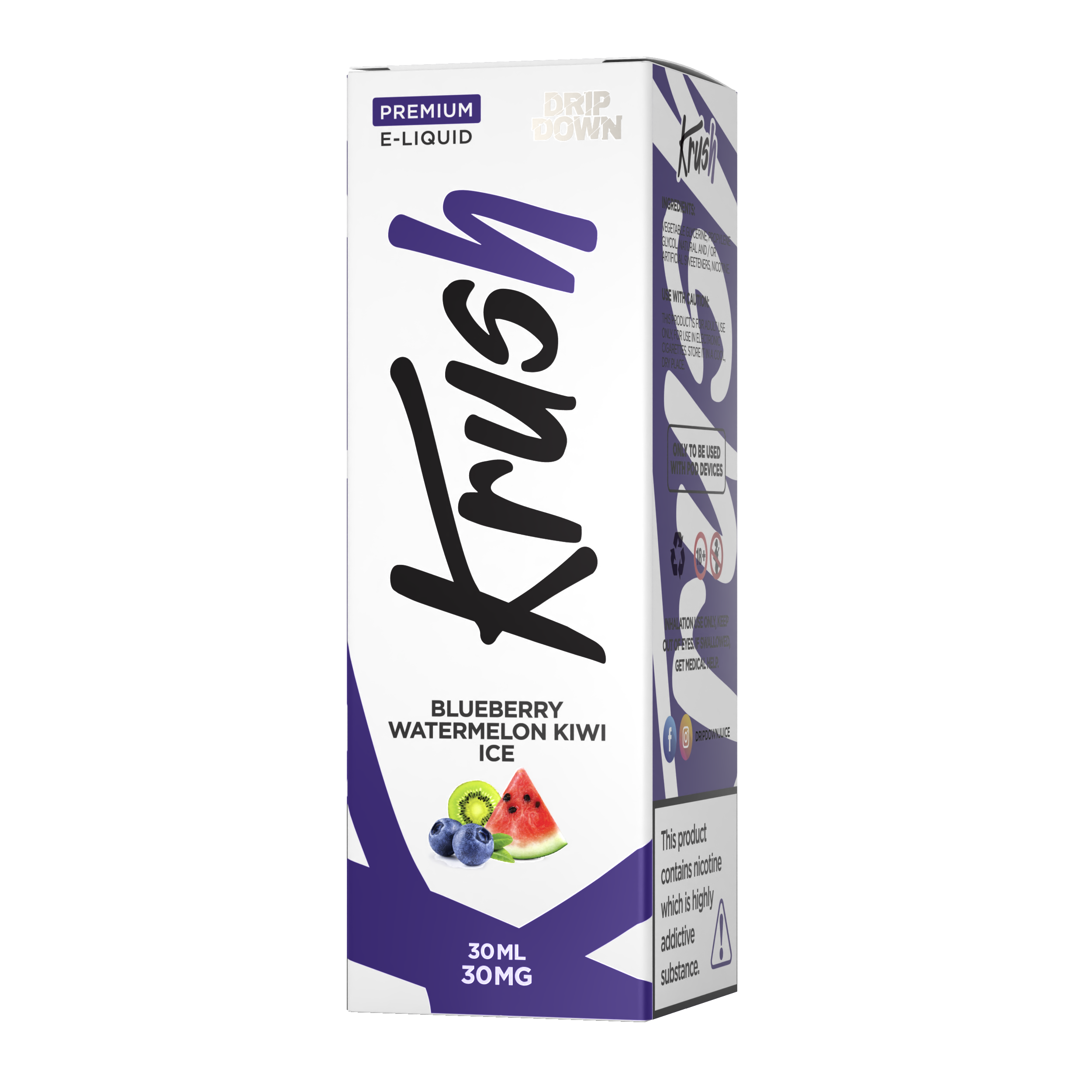 KRUSH BLUEBERRY WATERMELON KIWI ICE 30MG 30ML