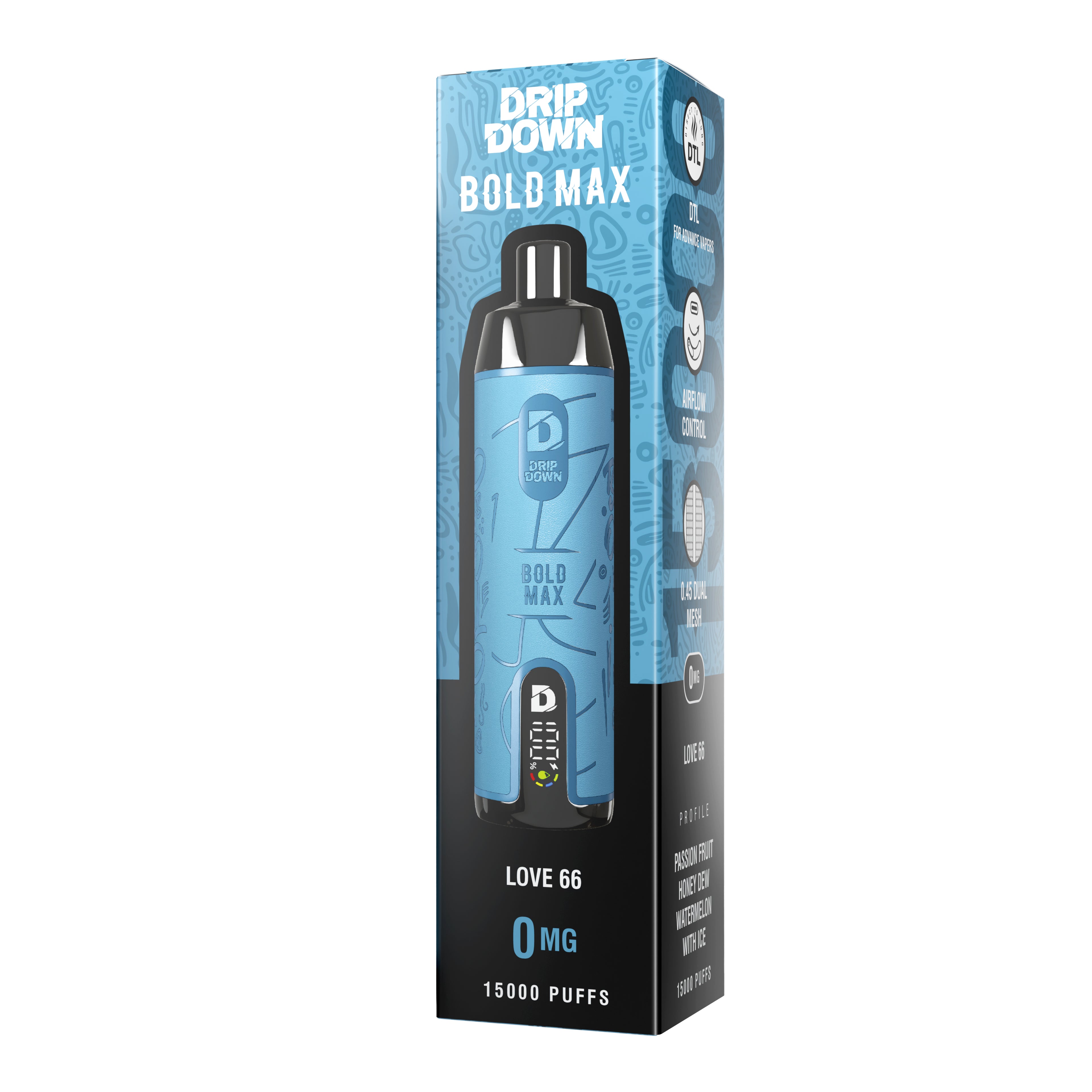 Drip Down Bold Max (DTL) – Love 66 (0mg) (15K Puffs)